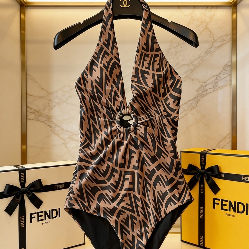 Fendi Halter One Piece Swimsuit